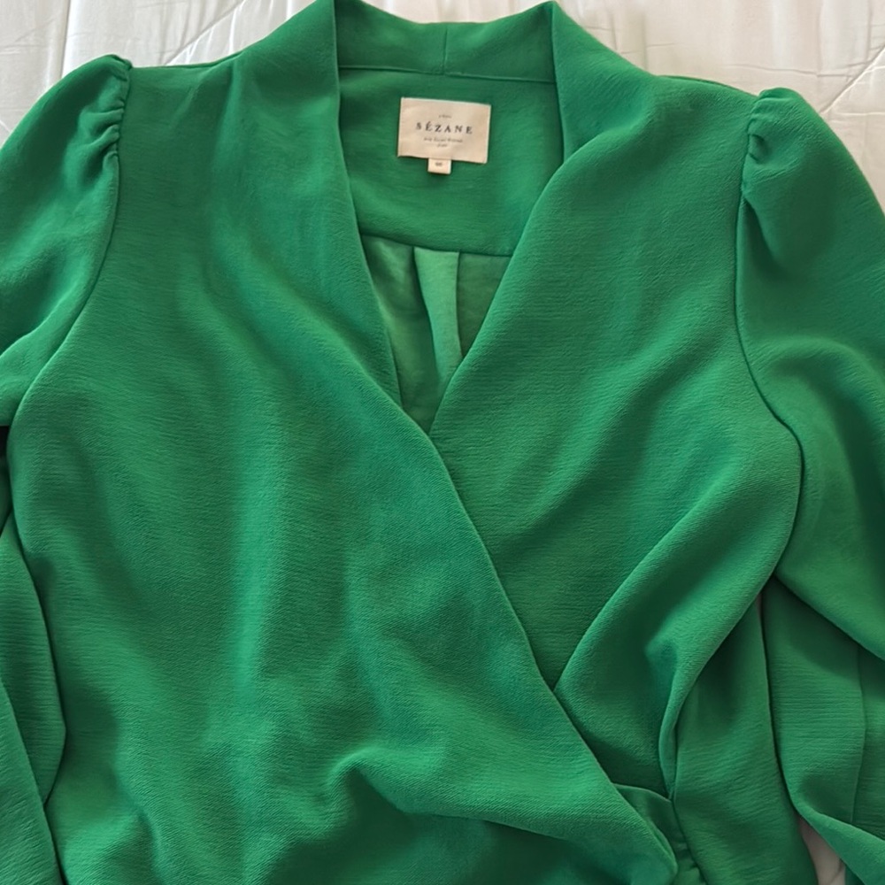 Sezane Vibrant Emerald Blouse